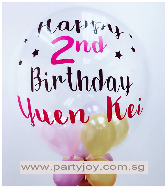 Birthday Customised 2 Colour Print On Bubble Balloon